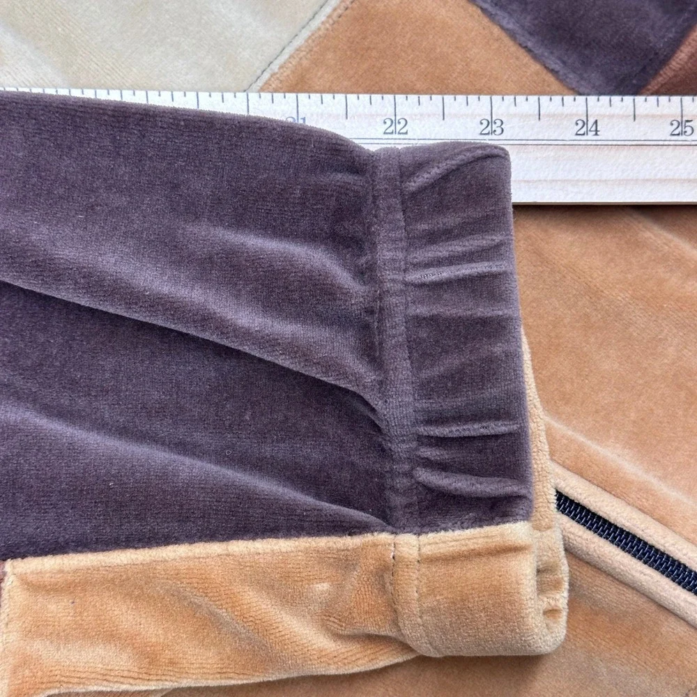 Vintage Irvine‎ Park Velour Patchwork Track Suit Set Mens Large Brown Tan Cream